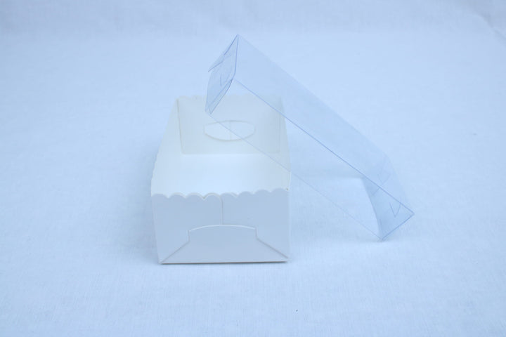 White Gift Box with PVC Clear Lid (5x3x2) for Brownies & Favors 2