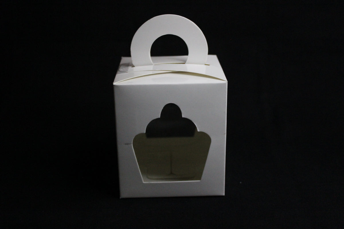 Gift Handle Box for One Cupcake (4"x4"x4")