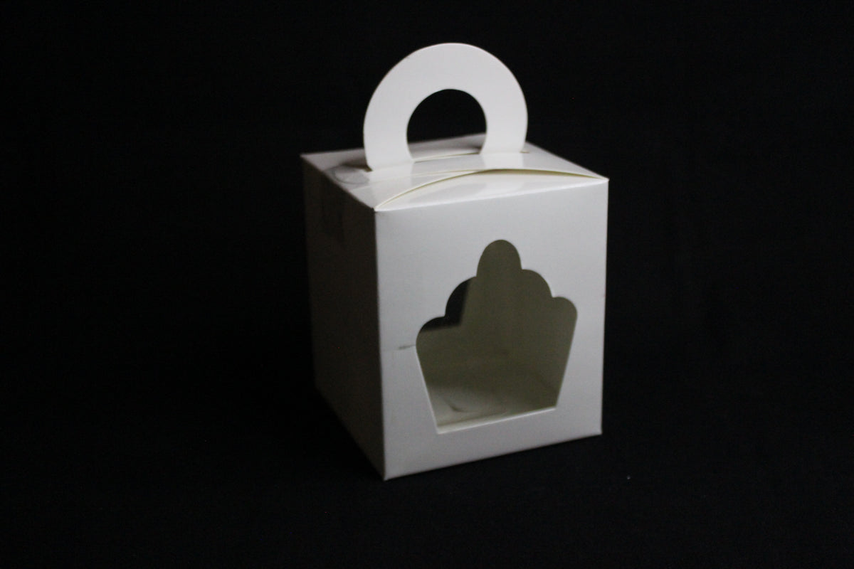 Gift Handle Box for One Cupcake (4"x4"x4") 5