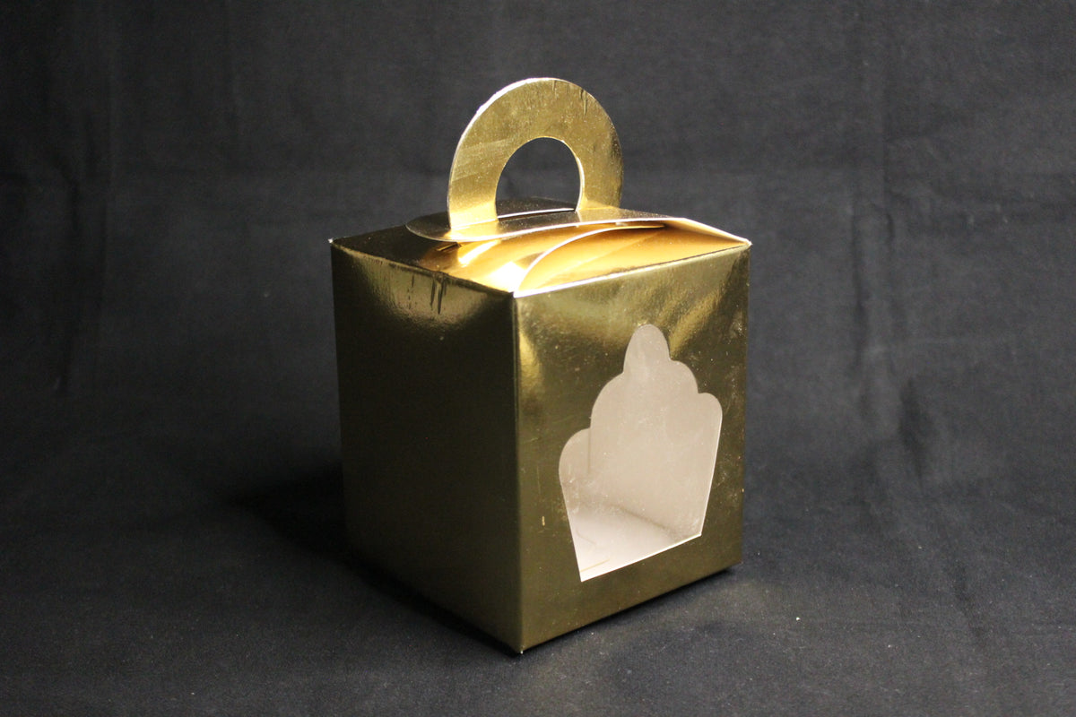 Gift Handle Box for One Cupcake (4"x4"x4") 4