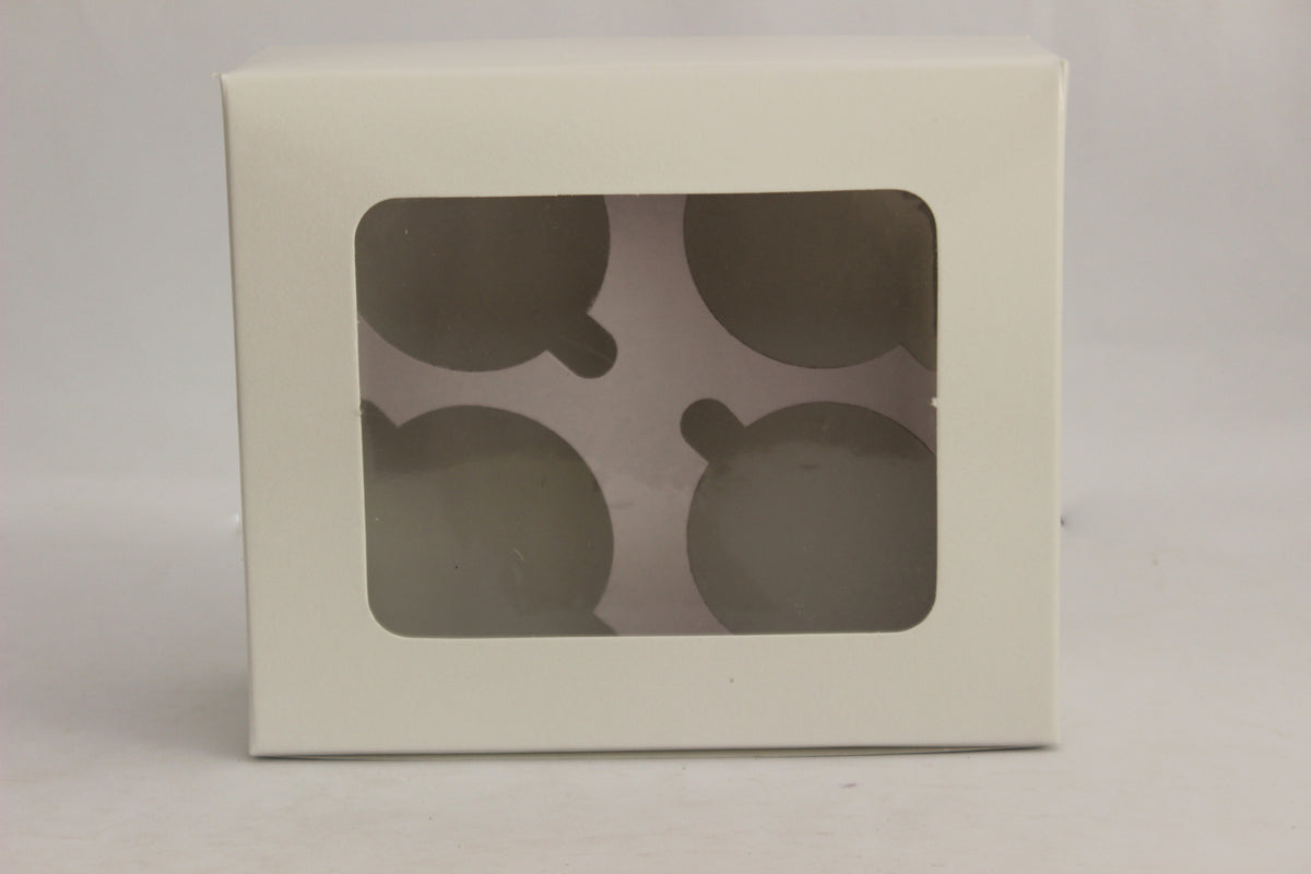 Bakery box for 4 Cupcakes (6.5"x5.5"x2.5/3.5") Inches 10