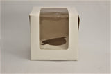 Bakery Box For Small Cakes, Heighted Cupcakes & Candles-White (4x4x4 Inches)