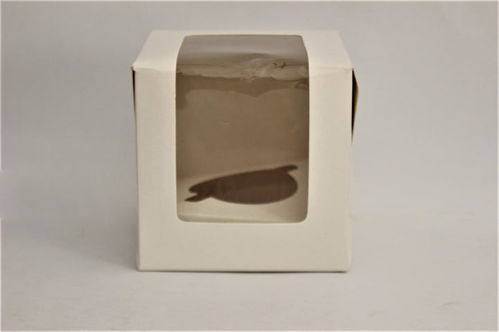 Bakery Box For Small Cakes, Heighted Cupcakes & Candles-White (4x4x4 Inches)