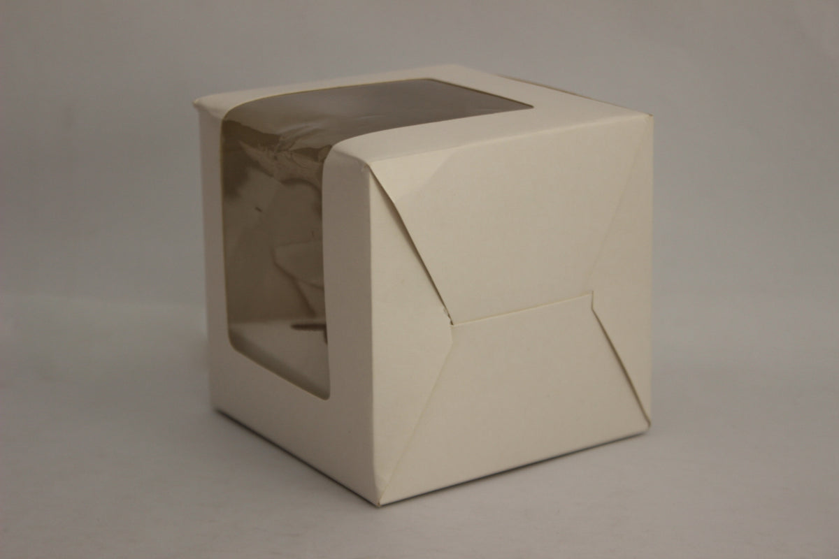 Bakery Box For Small Cakes, Heighted Cupcakes & Candles-White (4x4x4 Inches) 2