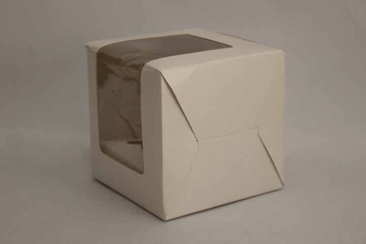 Bakery Box For Small Cakes, Heighted Cupcakes & Candles-White (4x4x4 Inches) 2