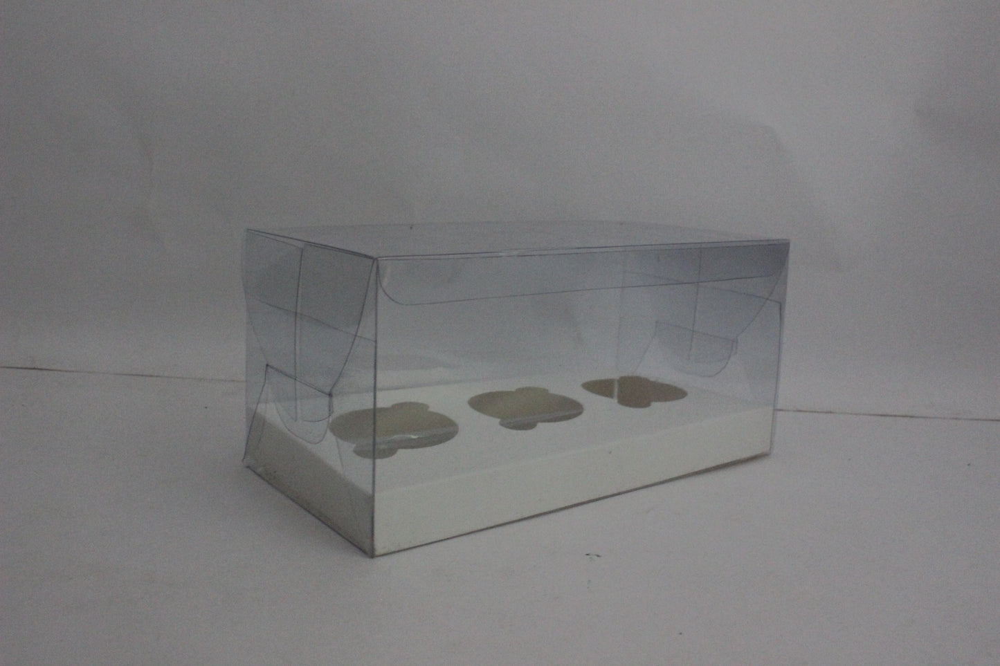 cupcake box, for 3 mini  cupcakes, white, transparent