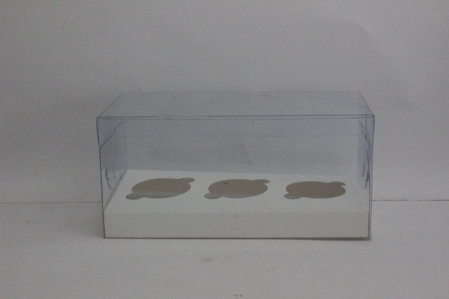 cupcake box, for 3 mini  cupcakes, white, transparent