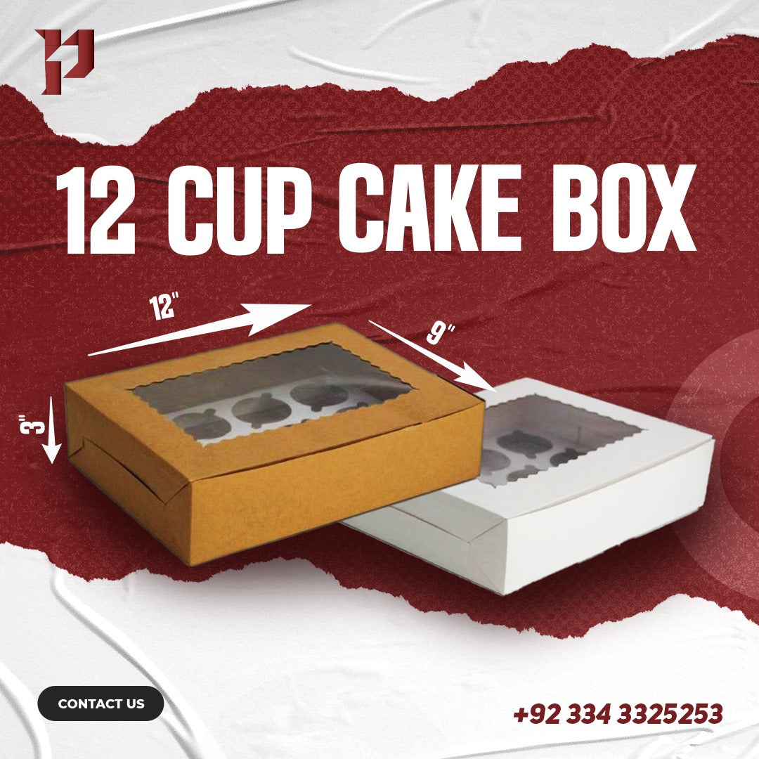 Cupcake box, for 12 cupcakes, white, brown,