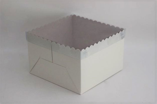 Gift Box with Clear Plastic Lid (6x6x4 inches) – Ideal for Cakes, Cupcakes, and Gifts