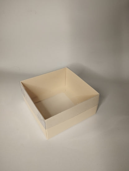 Transparent Box with Clear Top (4x4x2 inches) – Perfect for Candles, Brownies, Gifts – PVC Lid Packaging