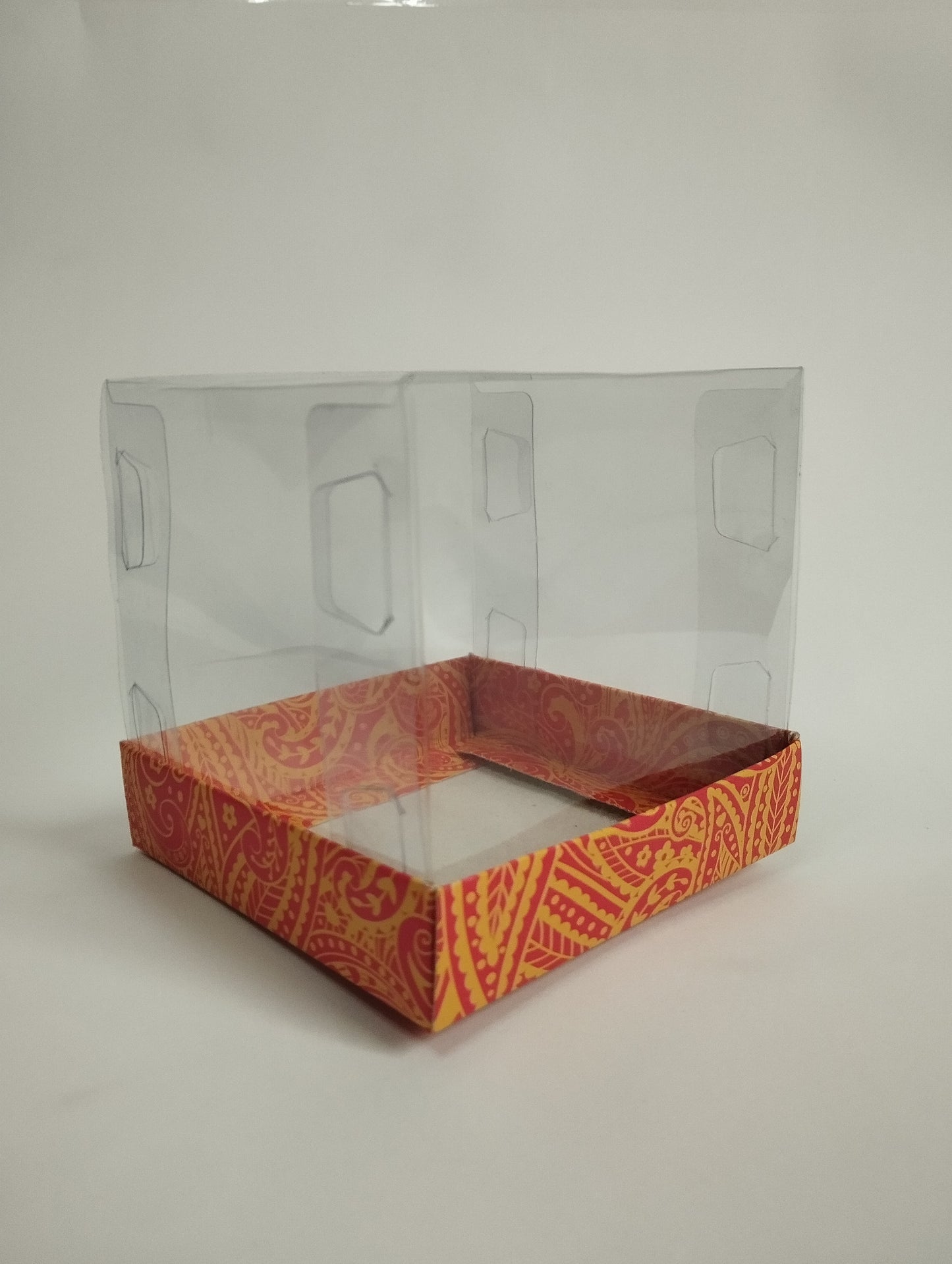 Transparent Gift Box (6"x6"x6") – 5-Sided PVC Packaging for Cakes, Sweets & Gifts
