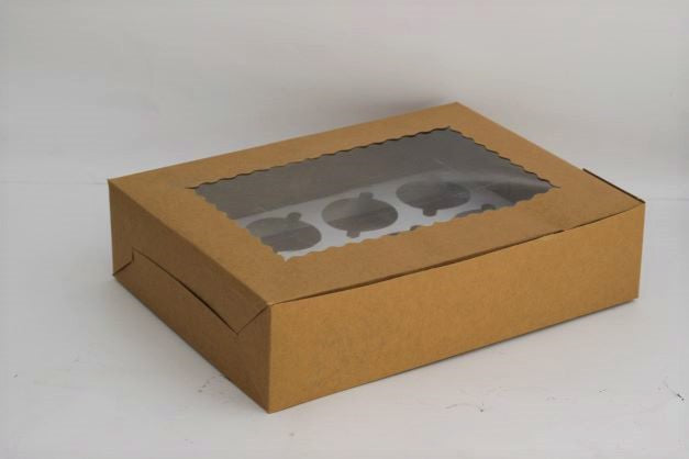 Cupcake box, for 12 cupcakes, white, brown,