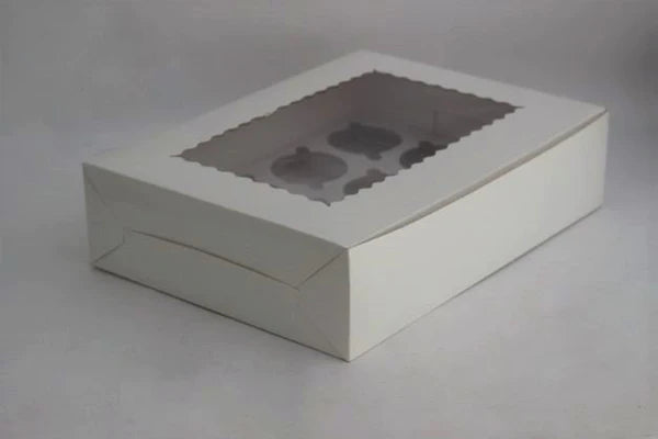 Cupcake box, for 12 cupcakes, white, brown,