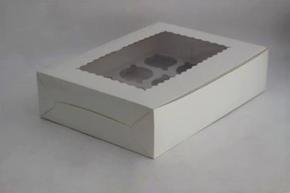 Cupcake box, for 12 cupcakes, white, brown,