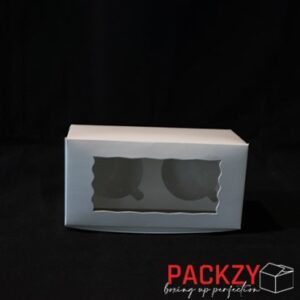 bakery Box for 2 cupcakes in white color