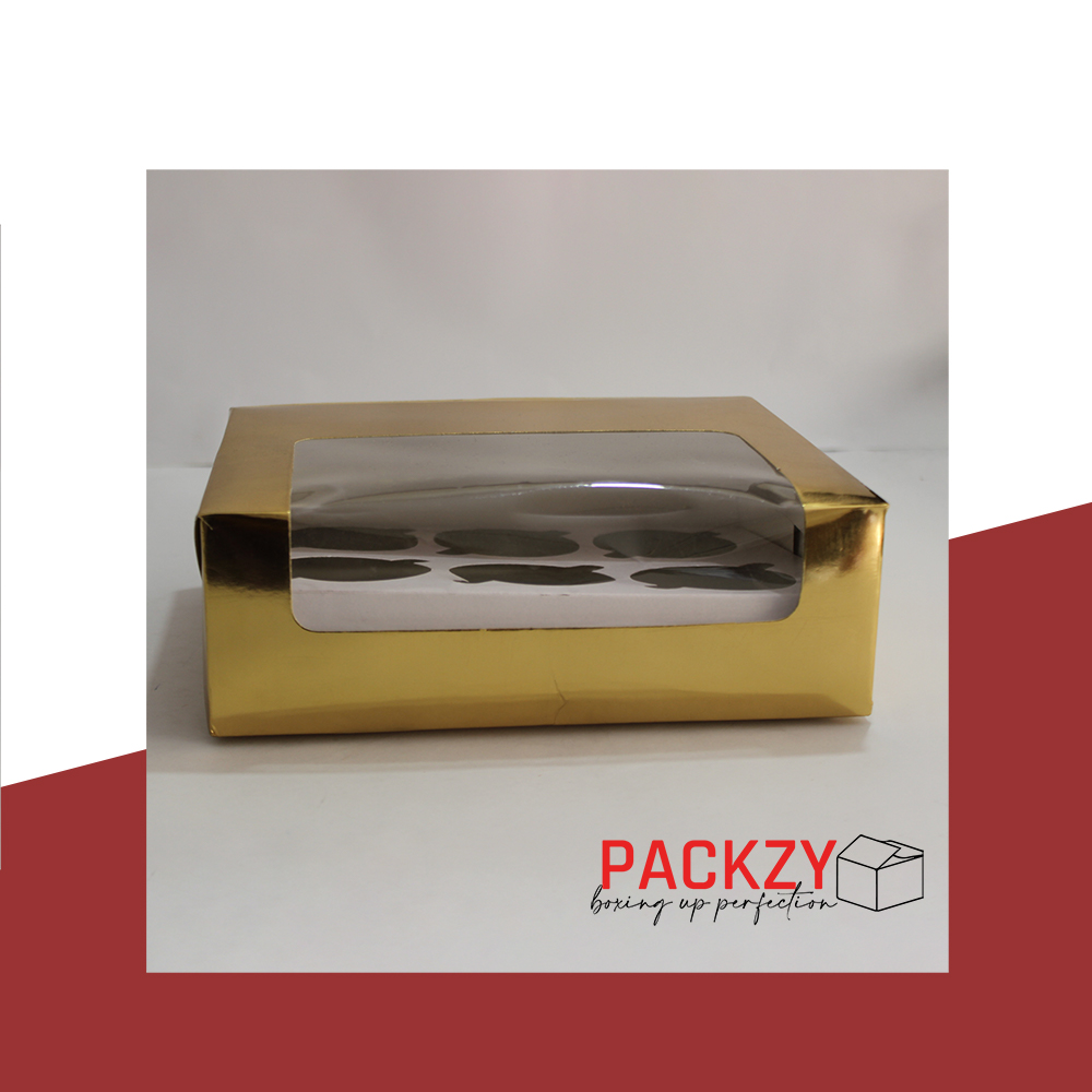 Bakery Box for 6 cupcake - golden