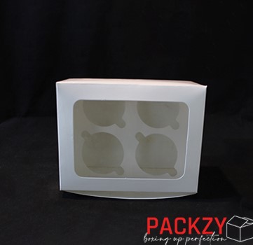 Bakery box for 4 Cupcakes (6.5"x5.5"x2.5/3.5") Inches - Image 4