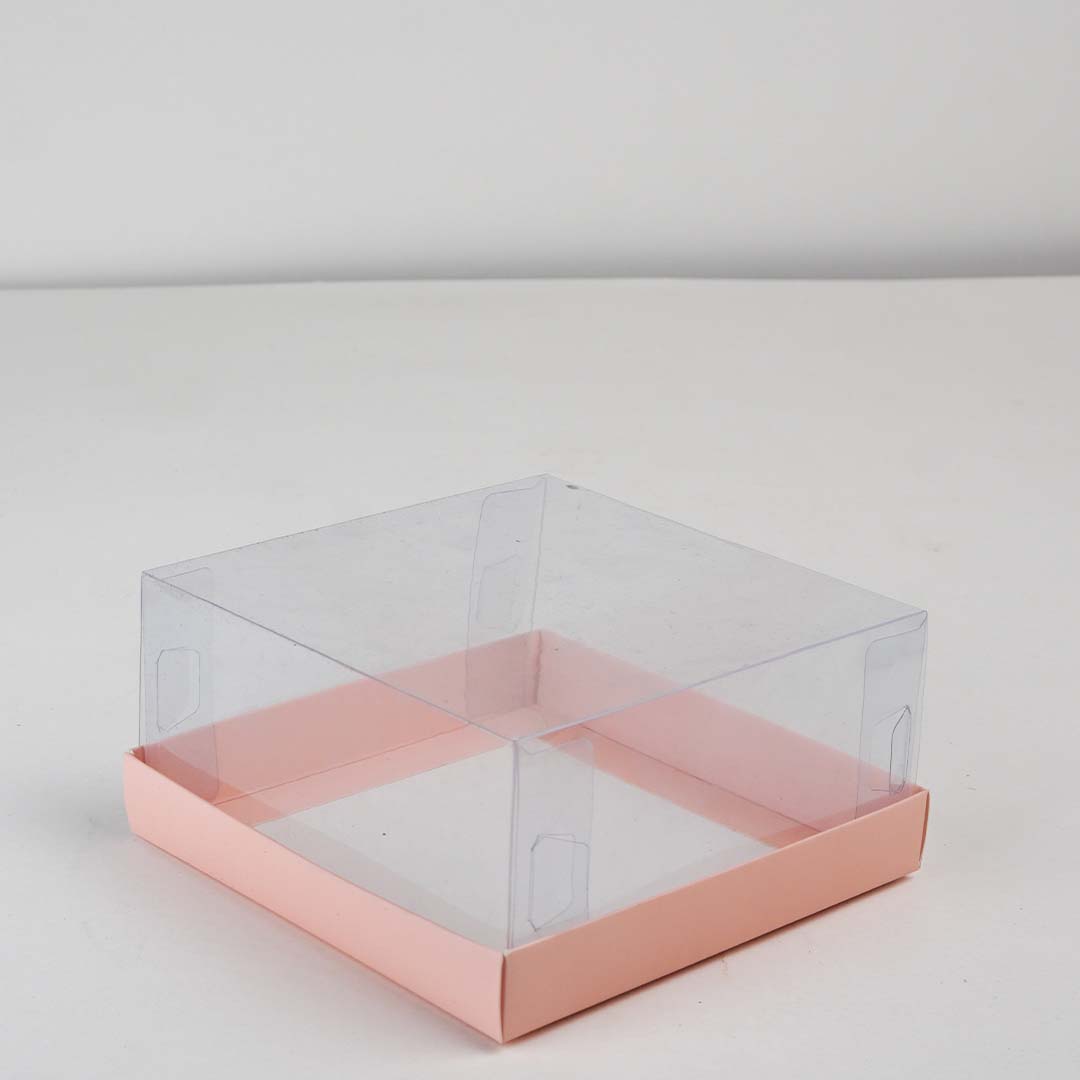 transparent gift box-6x6x3-inches-pink