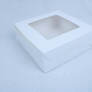 White Bakery box with transparent window for cakes (9"x9"x4")