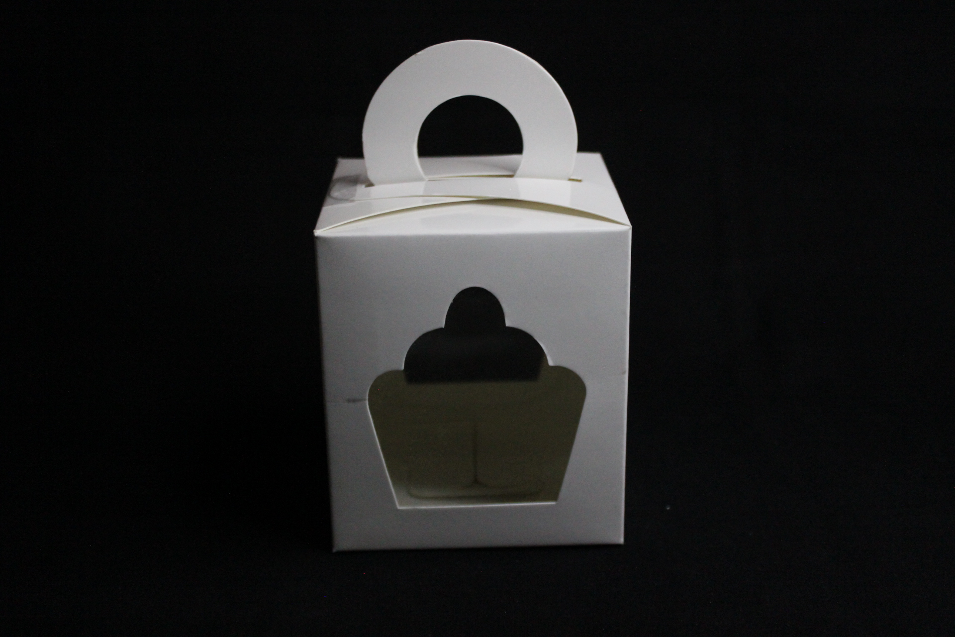 Bakery Gift Handle Box for One Cupcake (4"x4"x4")