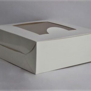 Cake Box – Bakery Box, White, 10x10x4 Inches with Transparent Window