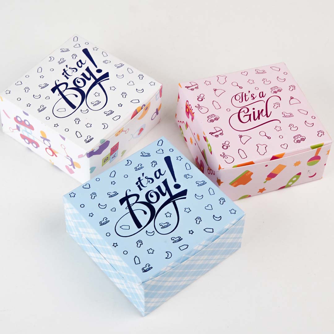 bakery gift box for Birth Announcement Box: its a boy, mithai gifts