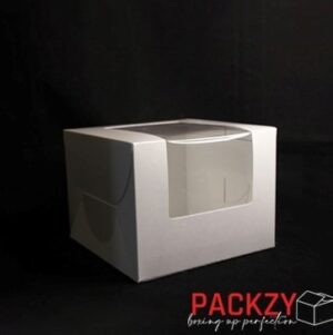 White bakery Box With Window for Tall heighted cakes (8"x 8" x 6")