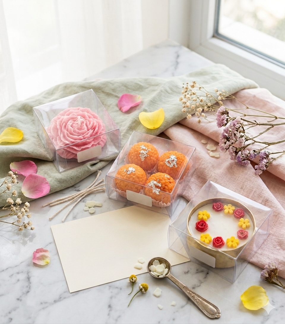 ✨ Transparent PVC Candle, Cupcake & Gift Box